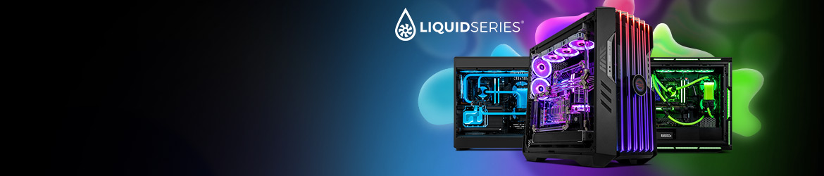 Liquid Series® Erlebe maximale Leistung und stilvolle Optik – mit den wassergekühlten PCs der Liquid Series® von PCSpecialist.