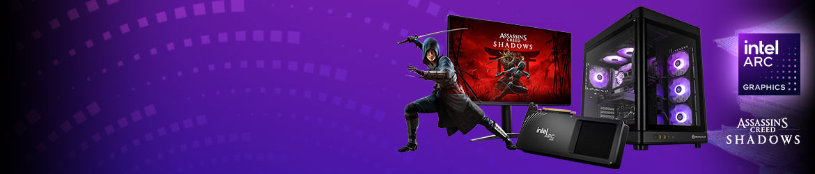 Spielbereit, mit zahlreichen Funktionen. Genieße die hohe Leistung der neuesten Spiele mit 1080p und 1440p mit KI-Upscaling und Raytracing mit Intel® Arc™ B-Series Graphics