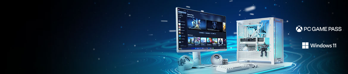 Deine Spiele, überall Zocke Hunderte von PC-Spielen auf deinem neuen PCSpecialist-System mit 1 Monat PC Game Pass*